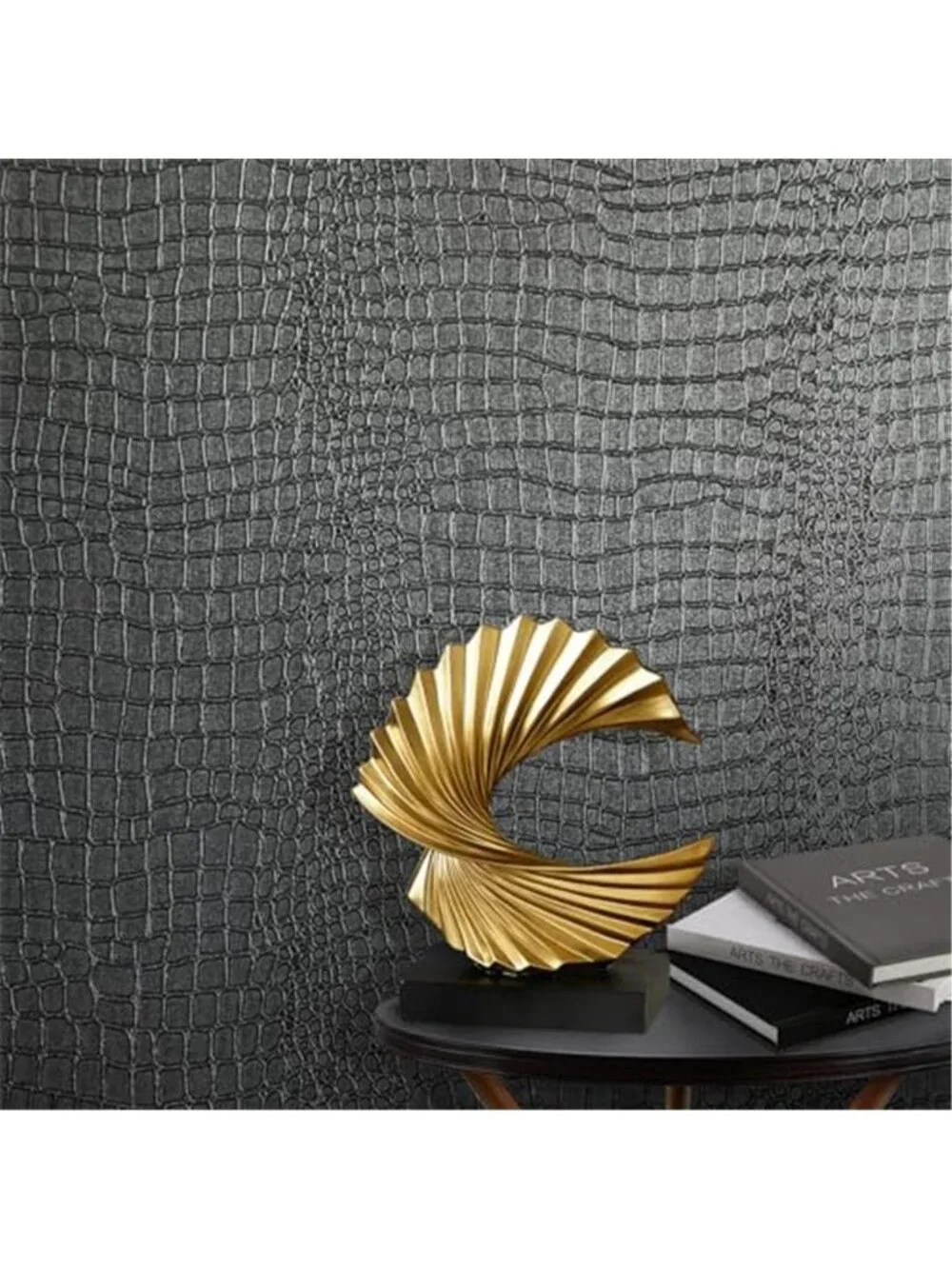 Black Peel Stick Wallpaper Crocodile Textured Vinyl Contact Paper Removable